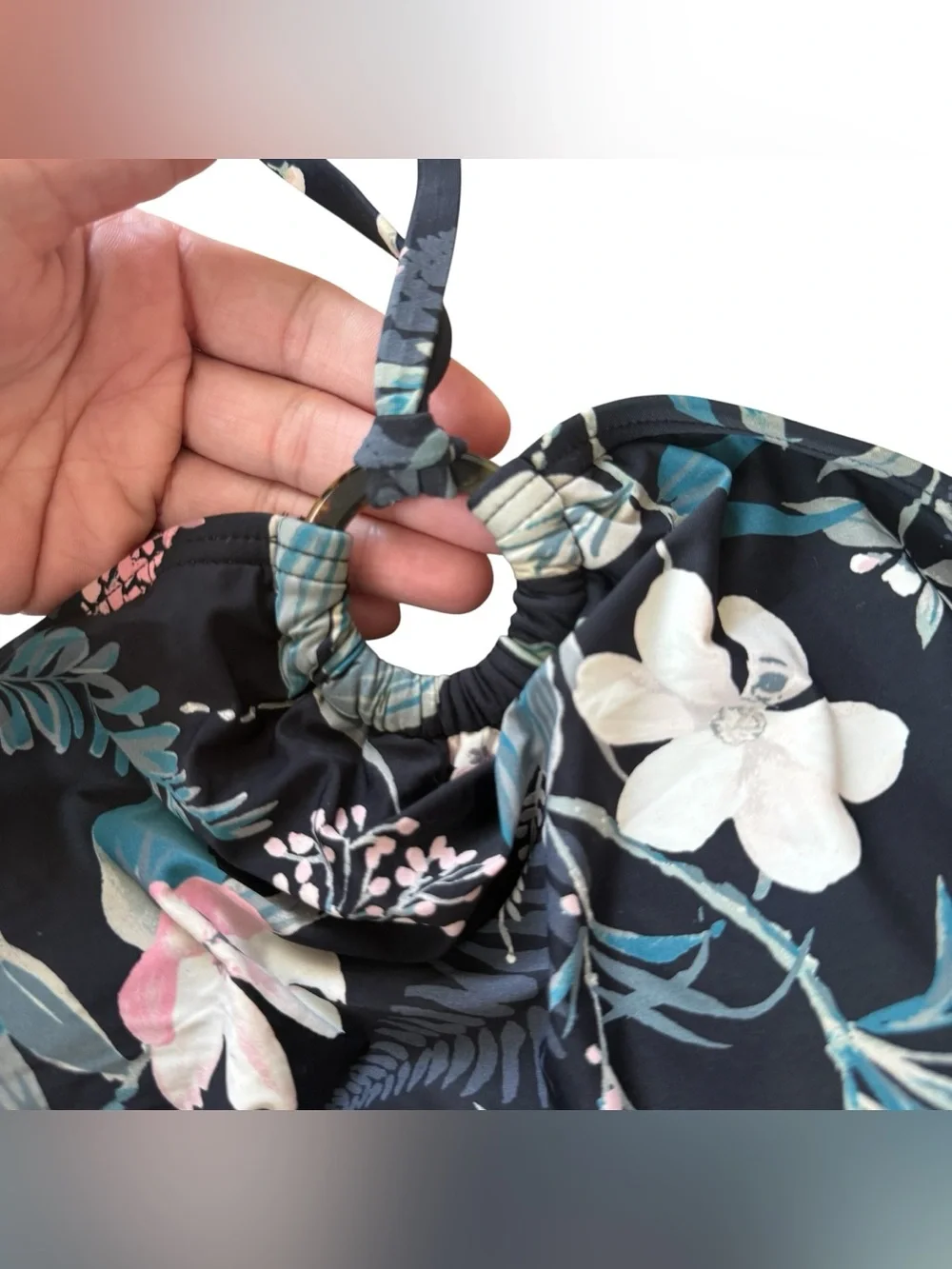 Kate Spade Floral Resort Wear Halter Swip Top with O-Ring